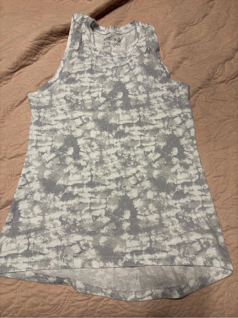 Reebok Women's Gray Tie-Dye Racerback Tank #8